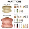 Premium PU Leather Waterproof Makeup Organizer Bag with Dividers,Handle, and