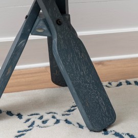 Powell Round Top Shanice Oar Coastal Blue and White Side Table