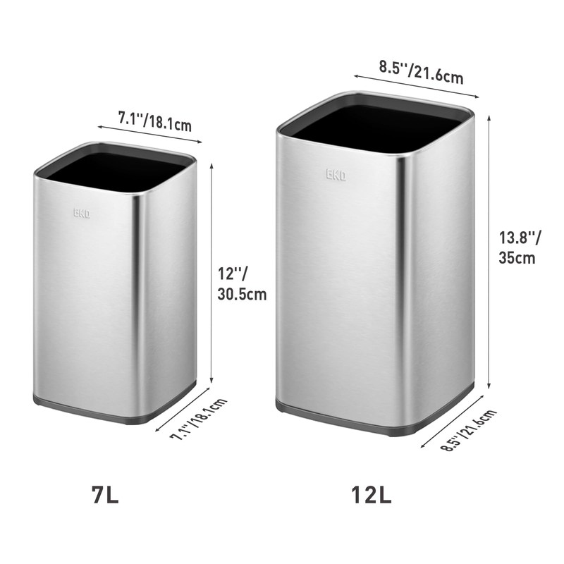 EKO 2-Pack Open Top Trash Can with Removable Inner Basket,
