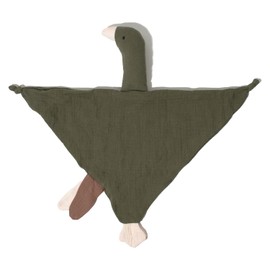 Zoe Sage Cotton Muslin Baby Security Blanket, Soft Organic Cotton Muslin Baby Goose Security Comforter Blanket, Newborn Infant Sleep Soothing Lovey Blanket for Boys and Girls(Dune)