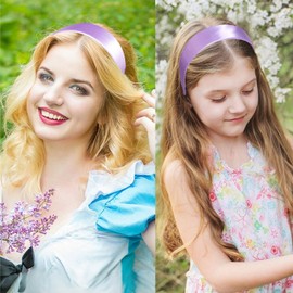 JOYRUBY Purple Headband Slik Satin Headband 1.5 Inch Non Slip Wide Headband for Women, Fashion Plain Head Band Christmas Hair Band Gifts DIY Holiday Hair Accessories for Girls Teen