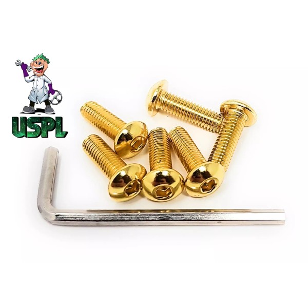 U.S. PERFORMANCE LAB GOLD STEERING WHEEL SCREWS FLAT BOTTOM ROUND