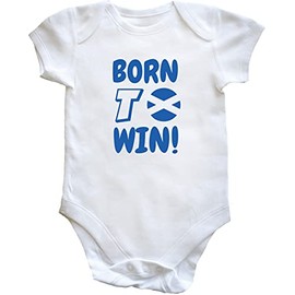 Hippowarehouse Born to Win Football World Cup Scotland Baby Vest Bodysuit (Short Sleeve) Boys Girls White