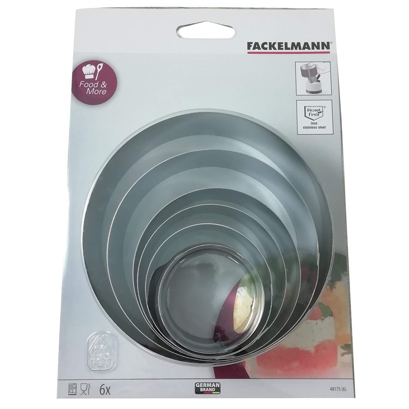 Fackelmann 6-teiliges Set Dessertringe, professionell, Stahl, Silber