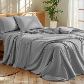 Shilucheng 1200 Thread Count Cotton Sheets Set，Luxury 100% Egyptian Cotton Bed Sheets，5-Star Hotel Quality Sheets, Breathable & Cooling, 16 Inch Deep Pocket - 4 Piece (Grey, California King)