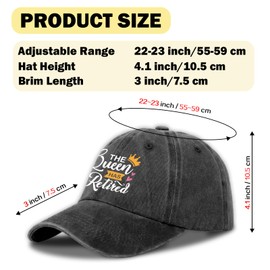 GOSJINNK Retirement Distressed Washed Black Baseball Caps The Queen Has Retired Printed Baseball Hats Classic Cotton Adjustable Baseball Hats for Women Great Retired Gifts for Mom Friend Boss Lady