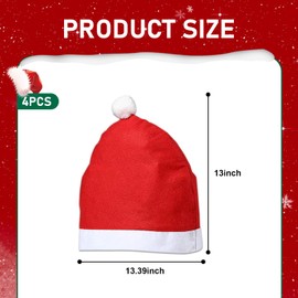 Ajxn 4 PCS Car Seat Headrest Cover, 13.5" x 13" Creative Santa Hat Shaped Headrest Protective Cover, Christmas Decorative Supplies Scene Setting Props, Universal for Most Cars (Red & White)
