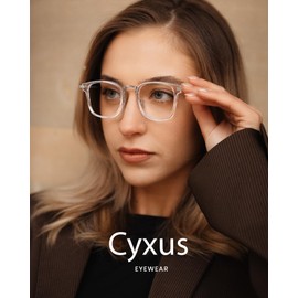 Cyxus TR90+Metal Blue Light Glasses Women Men Square Large Frame Computer Fashion Anti Glare 8235