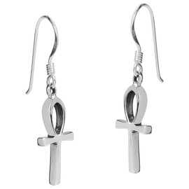 Petite Ankh Egyptian Cross .925 Sterling Silver Earrings