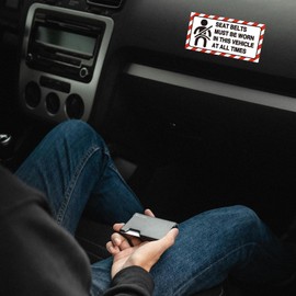 10 Pack Seat Belts Must Be Worn In This Vehicle Sign Stickers for Car,4x2 Inch Viny Labels Stickers,Reminder for Car Van Truck Taxi.
