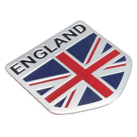 A&Z Custom Aluminum England Flag 3D Emblem Sticker Decal for Car, Bike, Truck (Shield Shape 2x2 inch)