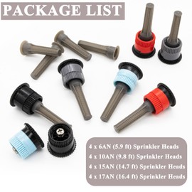 16Pcs Variable Arc Nozzle Replacement Pop Up Sprinkler Heads for Hunter, RainBird, Adjustable Irrigation Nozzle High Efficiency Orbit Pop-Up Sprinkler Heads for Garden Lawn (6AN, 10AN, 15AN, 17AN)