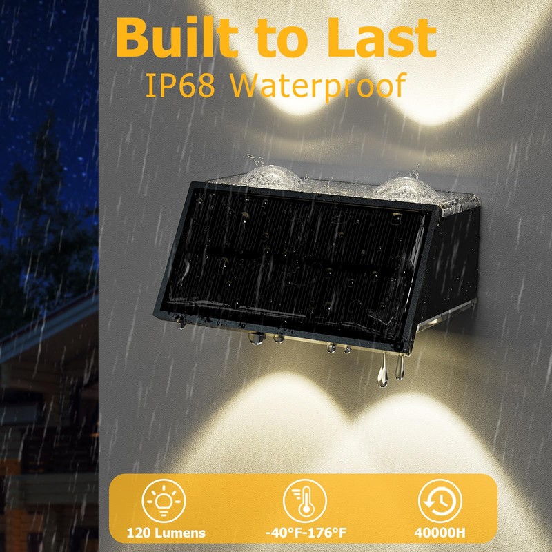 SIAFAVOI Solar Fence Lights Outdoor, 12 Pack Warm & Cool