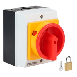 SWAWIS 16A Main Switch Circuit Breaker 3-Pin Load Disconnector IP65 Repair Switch with Housing for Heating and Lighting Systems Indoor and Outdoor Use