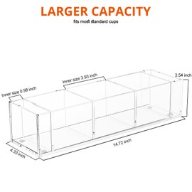 Richboom Cup Holder with Marker Slot - Triple Plastic Cup Holder Clear Acrylic Countertop Disposable Coffee Cup Dispenser Mark Your Cup and Drink Up Party Accessory Social Gathering Housewarming Gift