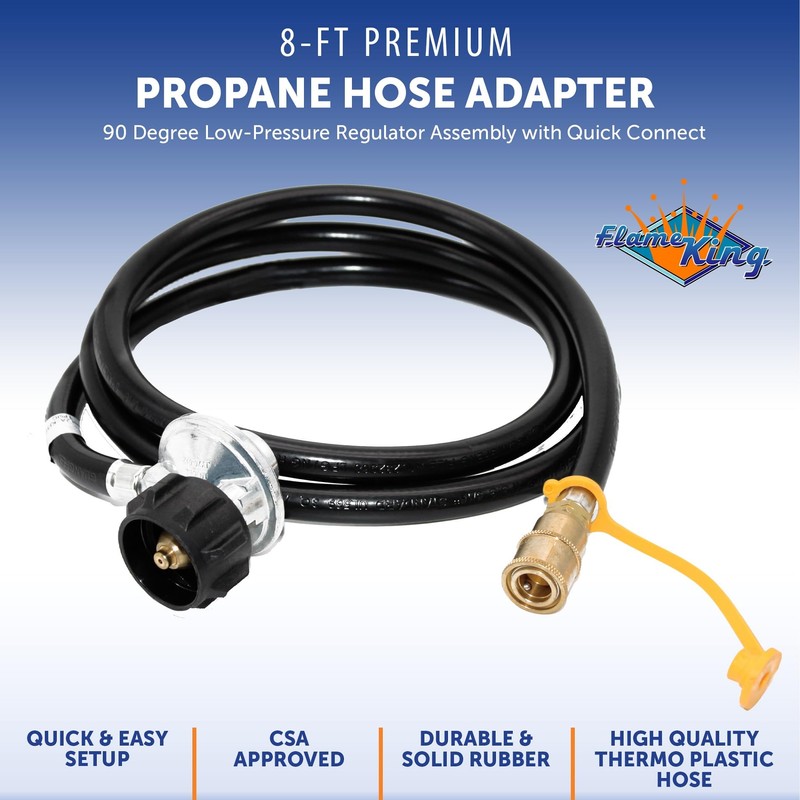 Flame King 90 Degree Low-Pressure Propane Gas Regulator Hose with