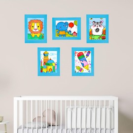 HOTUO 12 Pack A4 Paper Frames for Kids Drawing, Blue Cardboard Picture Frame with PVC Film, Display 8.5x11