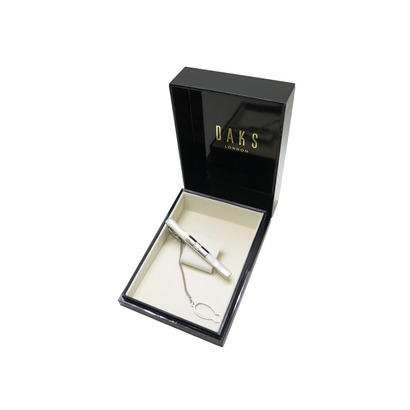 DAKS Emblem White Butterfly Tie Bar Tie Clip, Brass, No