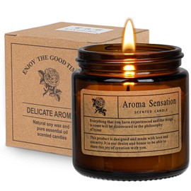 Rose Scandalwood Scented Candle for Woman, Aromatherapy Candle with Exquisite Glass Cup,2.8oz Soy Wax Candle for Home Scented,Christmas Brithday Gifts for Woman Mom