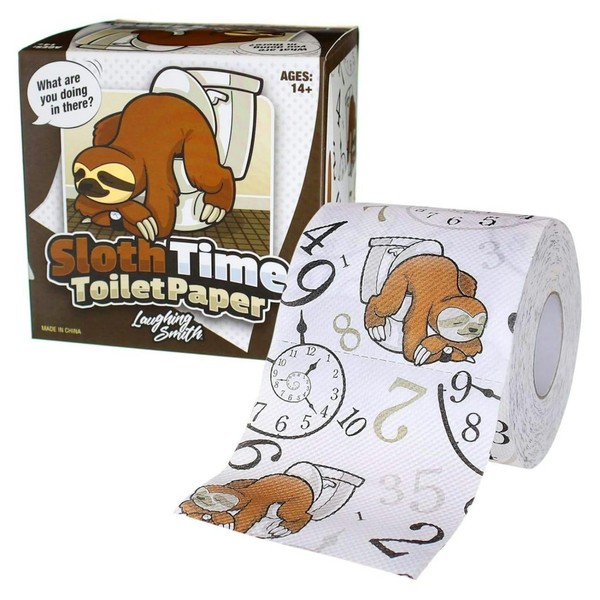 Sloth Time - Papel higiénico divertido – Regalos de broma para hombres, mujeres, niños y adolescentes – Rollo de papel higiénico novedoso – Cosas de broma para adultos – Regalos temáticos de perezoso – Inocentes de cumpleaños, aniversario y abril – Smith