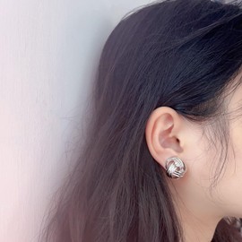 JOLCHIF Love Knot Clip On Earrings for Women Non Piercing Ears 18K White Gold Plated Silver Clip Earrings Jewelry