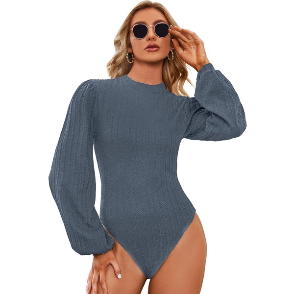 SweatyRocks Body para mujer con cuello de tortuga falso, manga