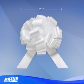 MIFFLIN Big Car Bow (White, 23 inch), Gift Bow, Giant Bow for Car, Birthday Bow, Huge Car Bow, Car Bows, Big White Bow, Bow for Gifts, Christmas Bow for Cars, Gift Wrapping, Big Gift Bow