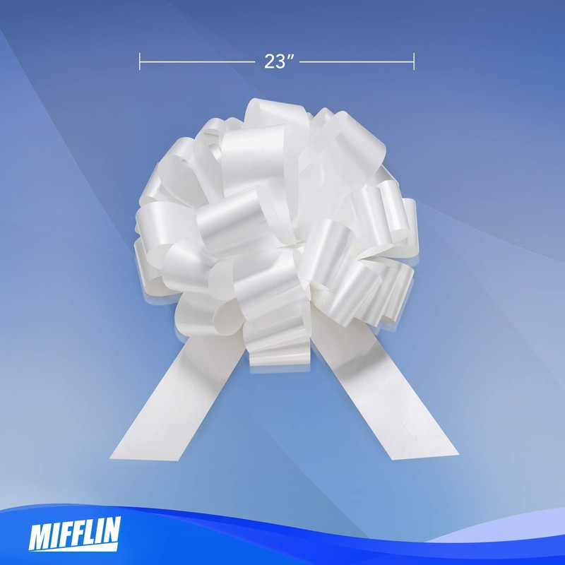 MIFFLIN Big Car Bow (White, 23 inch), Gift Bow, Giant