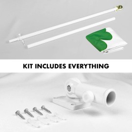 UD_G128 Combo Pack: 5 Ft Tangle Free Aluminum Spinning Flagpole (White) & Ireland Irish Shamrock Flag 2x3 Ft, ToughWeave Series