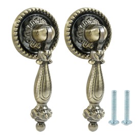 Hordion 2Pcs Bronze Metal Tear Drop Knobs Drawer Pulls Antique Decorative Furniture Drop Knobs for Cabinet Drawer Closet Dresser