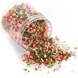 CHASO Diorama Powder Flower Garden Grassland Nature Landscape Scenery Flower Miniature Box Garden Cherry Blossom Craft Pink Spring Decoration