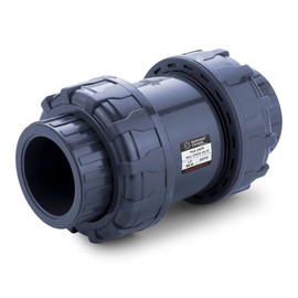 HYDROSEAL Sharkfellow 1 1/2’’ PVC True Union Ball Check Valve with Full Port, ASTM F1970, with EPDM Seals, Corrosion-Free, Service Free, Rated at 200 PSI @73F, Gray, 1 1/2 inch Socket (1 1/2'')