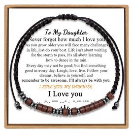JoycuFF To My Daughter Gifts from Mom Dad Morse Code Bracelets I Love You Birthday Thanksgiving Day Christmas Gifts for Daughter Wrap Stand Bracelets