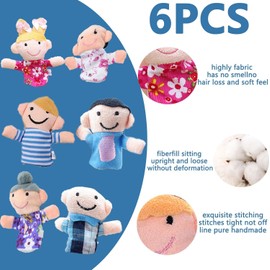 6 Pcs Mini Finger Puppet Set, 6 People Family Members Grandparents Finger Puppets Set, Cloth Velvet Puppets, Story Time Puppets