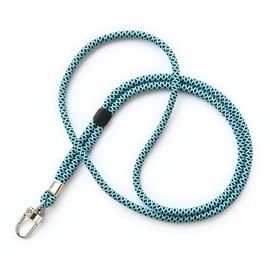 trage.band® Long Adjustable Lanyard Neck Strap with Carabiner Hook, Black/Blue