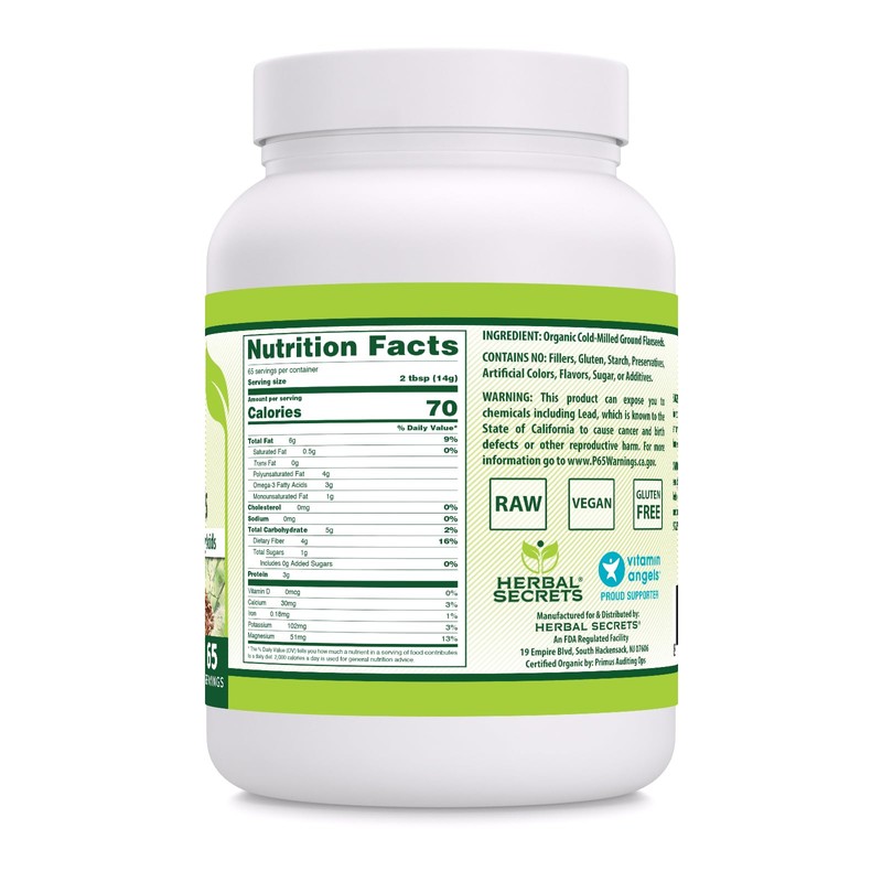 Herbal Secrets USDA Organic Ground Flaxseeds 2 Lbs Powder |
