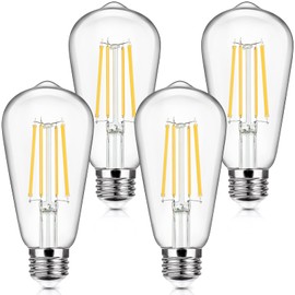 4-Pack Vintage E26 LED Edison Bulbs 100W Equivalent 1400LM High Brightness 8W ST58 LED Filament Light Bulbs 4000K Daylight White Medium Base CRI90+ Antique Clear Glass for Home Office, Non-dimmable
