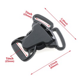 HJGarden 6PCS Black Split Release 3 Way Buckle 25mm Split Release Buckle Plastic Split Release Buckle For Paracord, Webbing, Backpack Straps or Slings