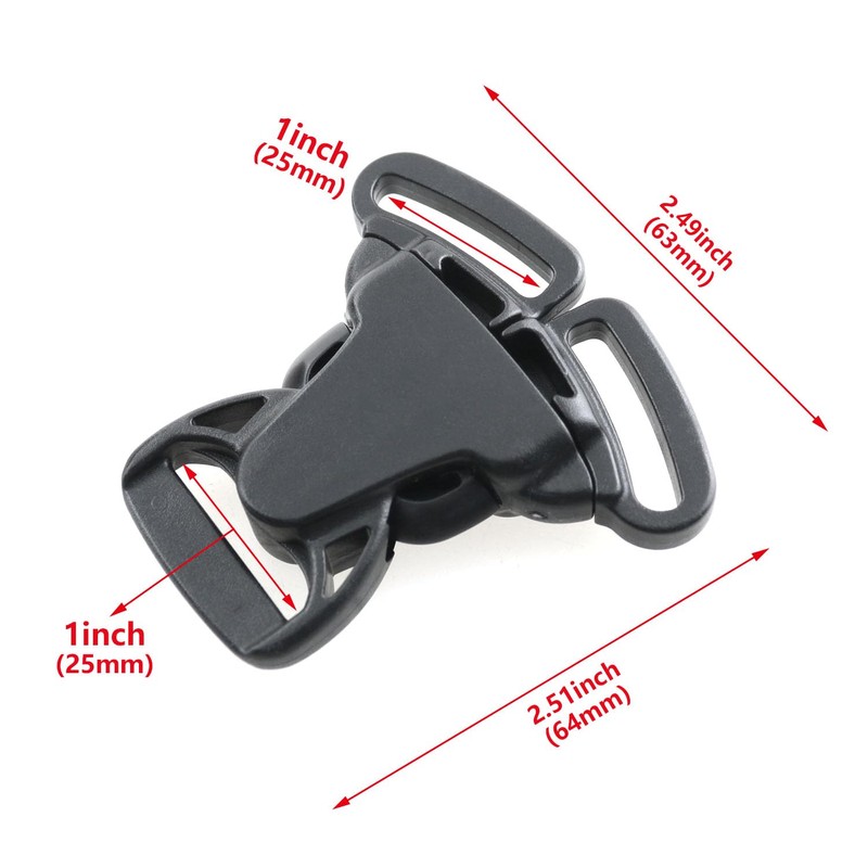 HJGarden 6PCS Black Split Release 3 Way Buckle 25mm Split
