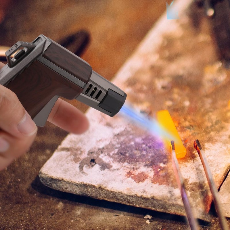 PIPITA Butane Torch Lighter Windproof Cooking Lighter, Adjustable Single Blue