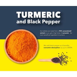 Turmeric Tablets 3200mg with Black Pepper | 180 High Strength Curcumin Tablets | Turmeric & Black Pepper Supplement (Not Capsules or Powder) | Vegan, Gluten-Free | Made in the UK