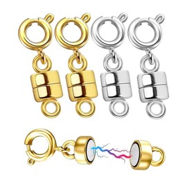 Set of 4 Necklaces, Clasps, Magnetic Clasps, Magnetic Clasps, End Parts, Jewelry Extensioners, DIY Use, Easy to Install, Connecting Ends, Bracelets and Necklaces, Necklaces and Jewelry (2 each of the