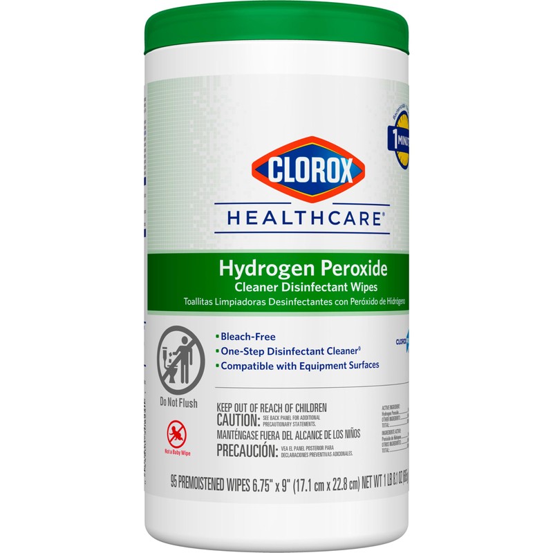 Clorox Healthcare Hydrogen Peroxide Cleaner Disinfectant Wipes, 6.75" x 9",