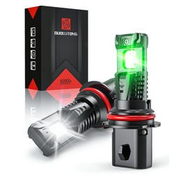 Duo Lu Tong Faros LED 9004 HB1 para Auto Kit de Conversión, 300W 32000LM 900% Brillo, 9004 HB1 LED Luz Alta 6500K Blanco Y Luz Baja Verde Lima para Focos Delanteros, Plug & Play, Paquete de 2