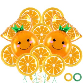 Orange Fruit Balloons, Pack of 12, Orange Fruit Balloons, Orange Fruit Foil Balloons, Citrus Balloons for Orange Fruit Theme, Summer Fruit Birthday Party Decoration