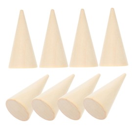 10pcs Diy Cone Craft Accessories Unpainted Wooden Cone Shape Ornaments Height for Painting Decorating and Diy Projects