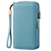 SENDEFN RFID Blocking Leather Zip Around Large Wallet for Women