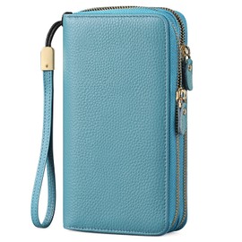 SENDEFN RFID Blocking Leather Zip Around Large Wallet for Women Card Cluch Holder Phone Wristlet with Zipper Pocket