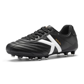 KELME Nebula Men's Soccer Cleats, Youth FG/AG Football Shoes, Athletic Lightweight Outdoor Firm Ground Training, Snug Fit, Black, Size 8.5