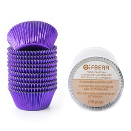 Gifbera Purple Foil Cupcake Liners - Standard Size Metallic Muffin Baking Cups/Cases, 200-Count
